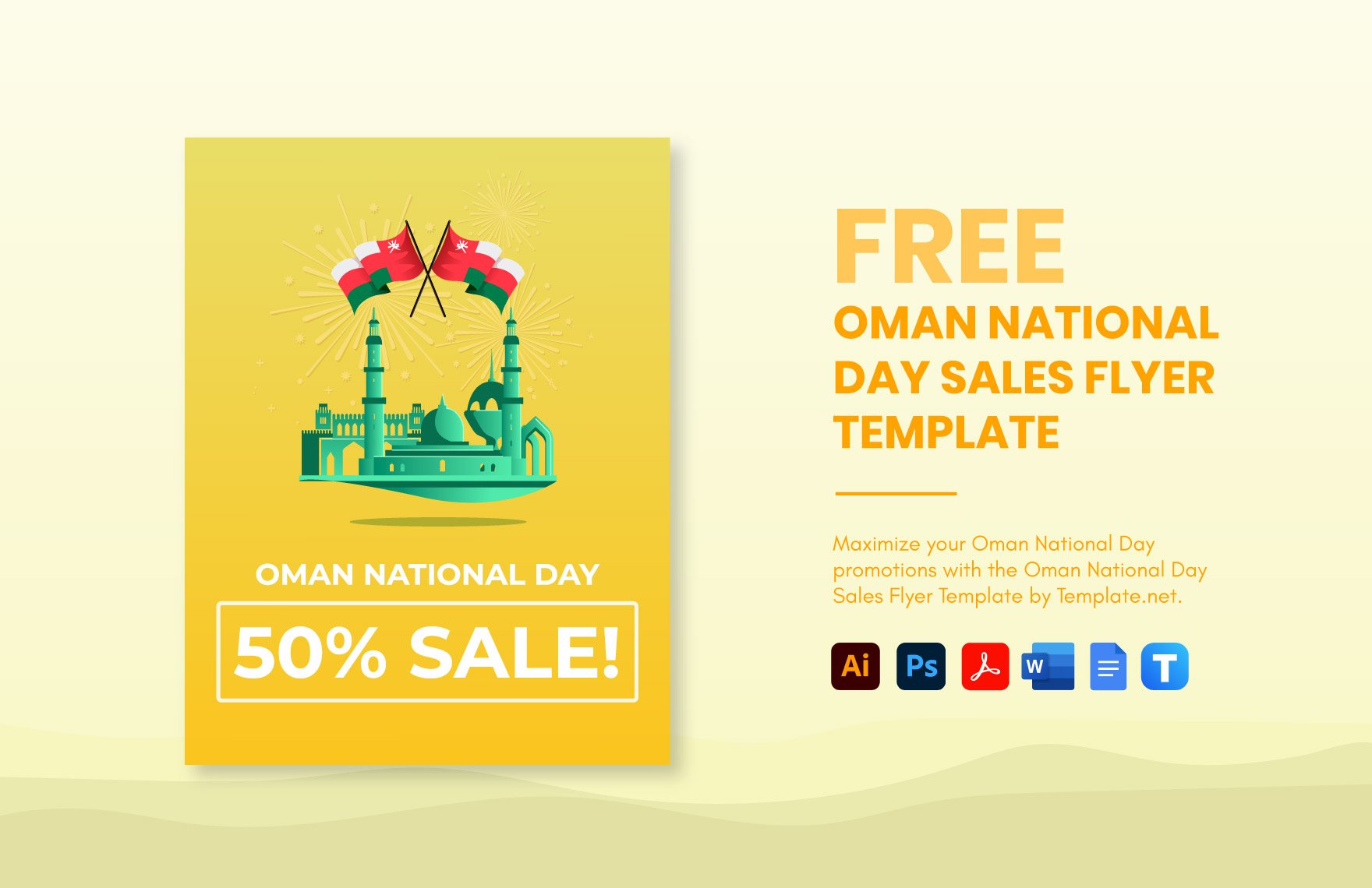 Oman National Day Sales Flyer Template in Word, Google Docs, PDF, Illustrator, PSD