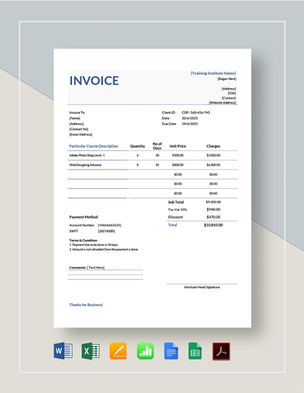 106+ FREE Invoice Templates - Microsoft Excel (XLS) | Template.net