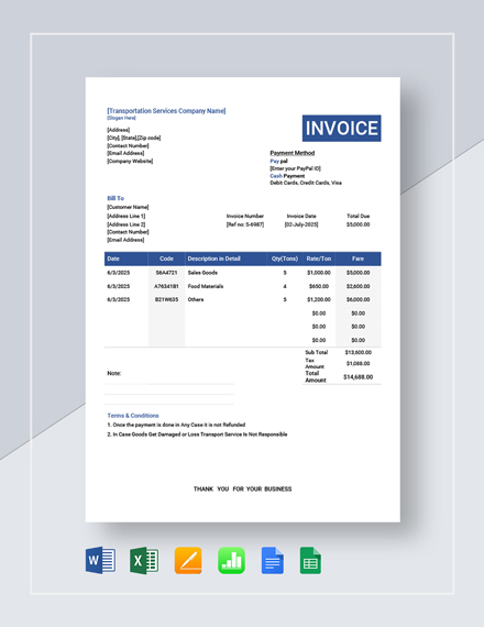 Invoice Format Template - 53+ Free Word, PDF Documents Download