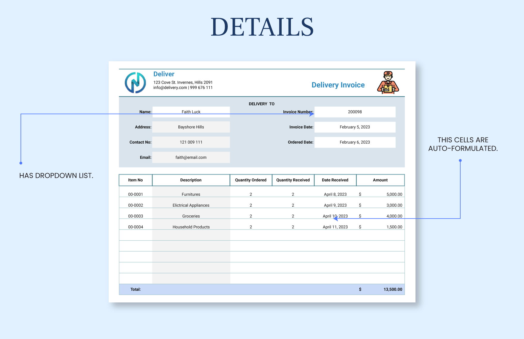 Delivery Invoice Template