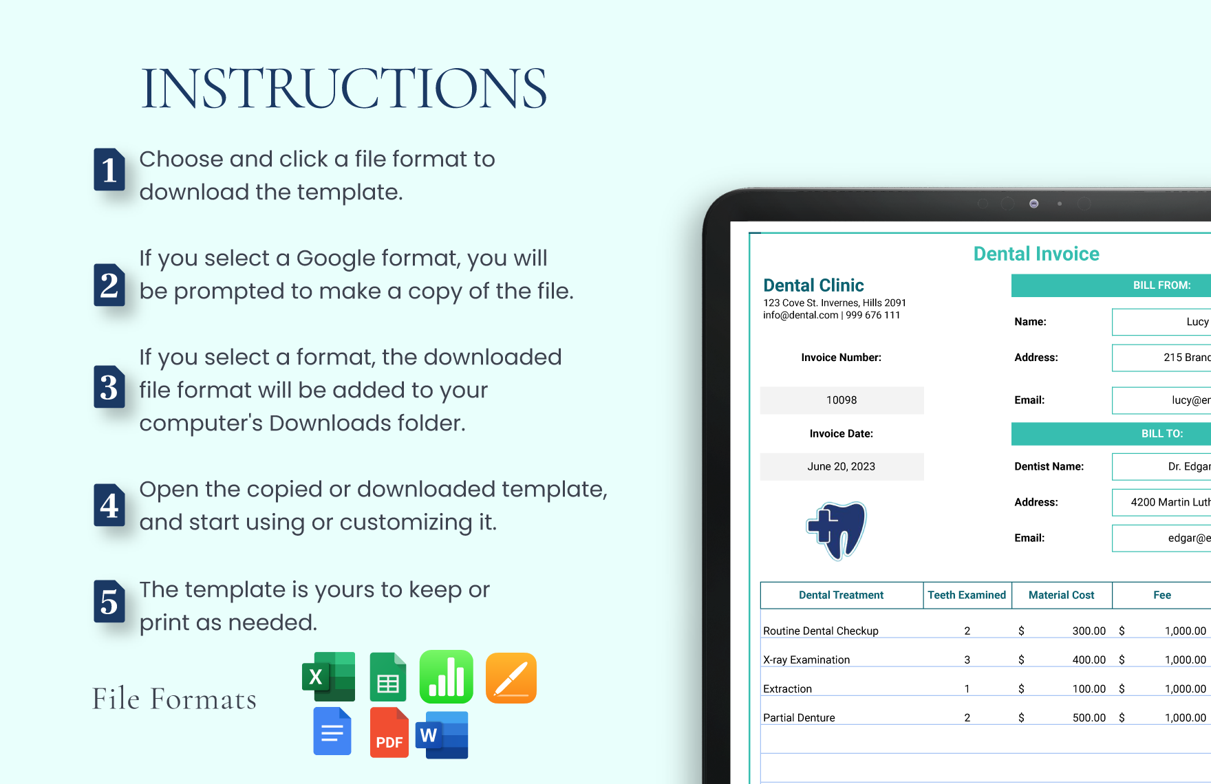 Dental Invoice Template