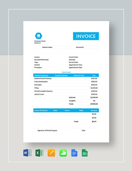 6+ Dental Invoice Templates - PDF, Word