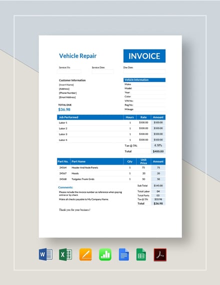 auto repair invoice software download