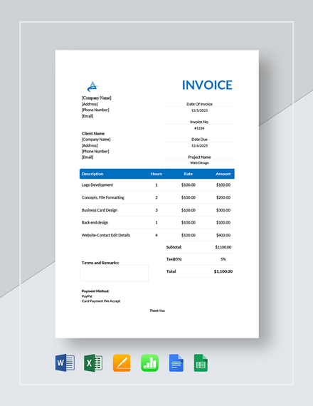 Graphic Design Invoice Template - 14+ Free Word, Excel, PDF Format Download