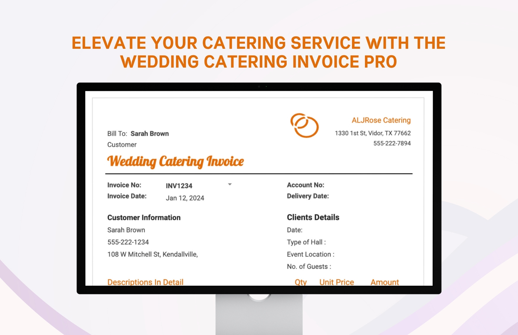 Wedding Catering Invoice Template