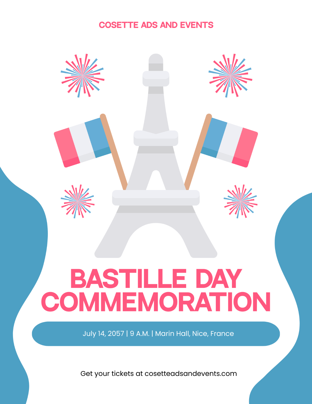 Editable Bastille Day Event Flyer Template - Edit Online & Download