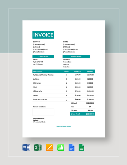 6+ Event Planner Invoice Templates - PDF, PSD, Google Docs, Word | Free ...