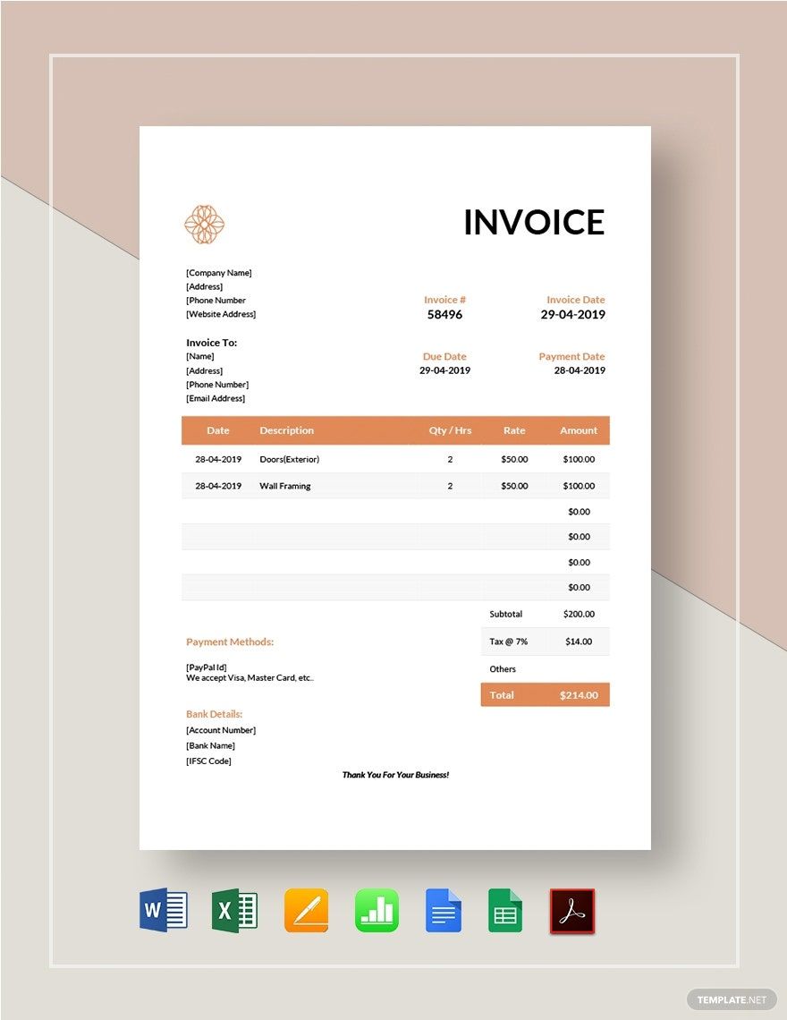 Exterior Design Invoice Template