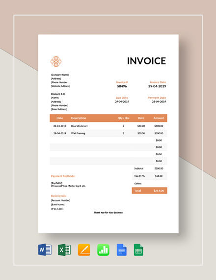 invoice template for designers