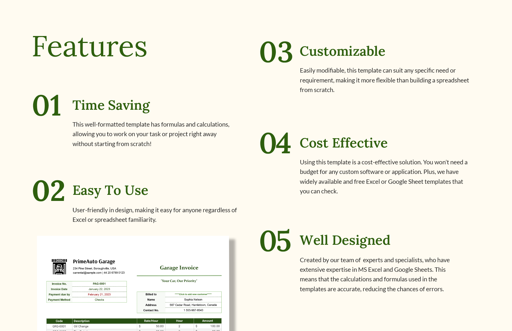 Garage Invoice Template