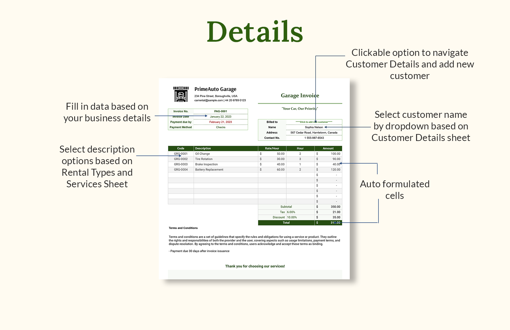 Garage Invoice Template