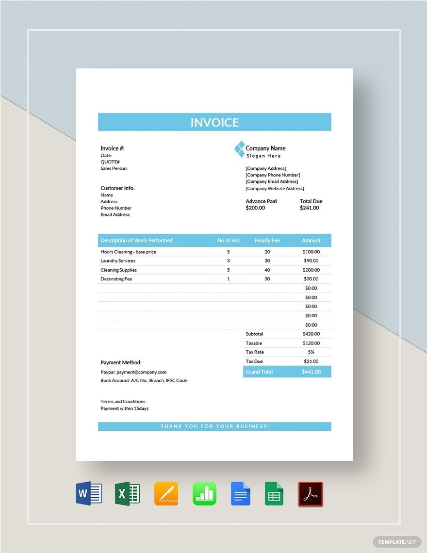 Handyman Invoice Template Google Docs, Google Sheets, Excel, Word