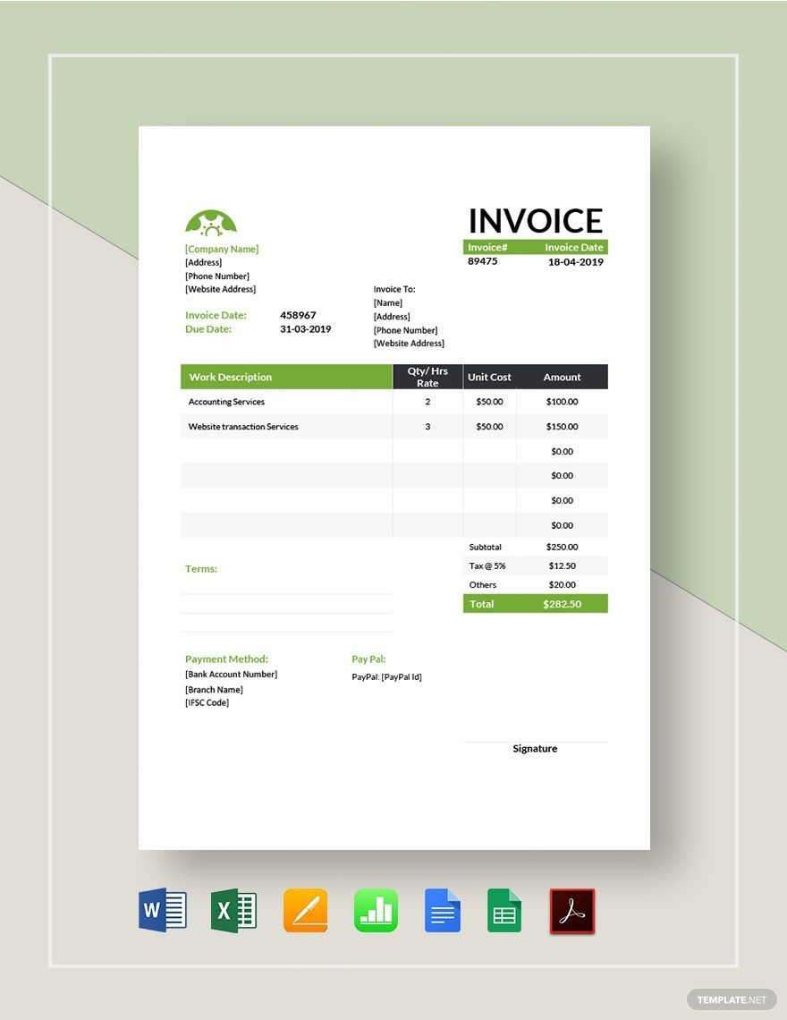 Sample Hourly Invoice Template Download in Word Google Docs Excel