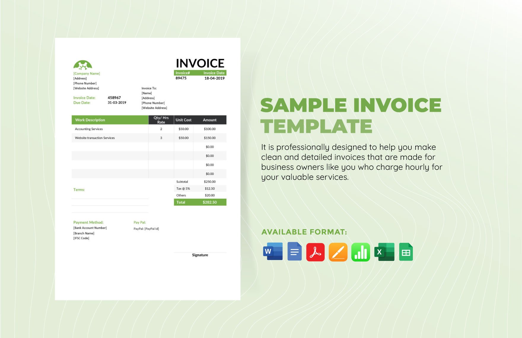 Sample Hourly Invoice Template