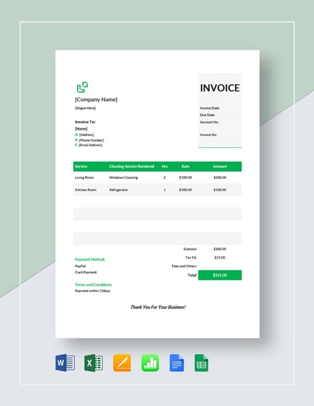 house cleaning service invoice