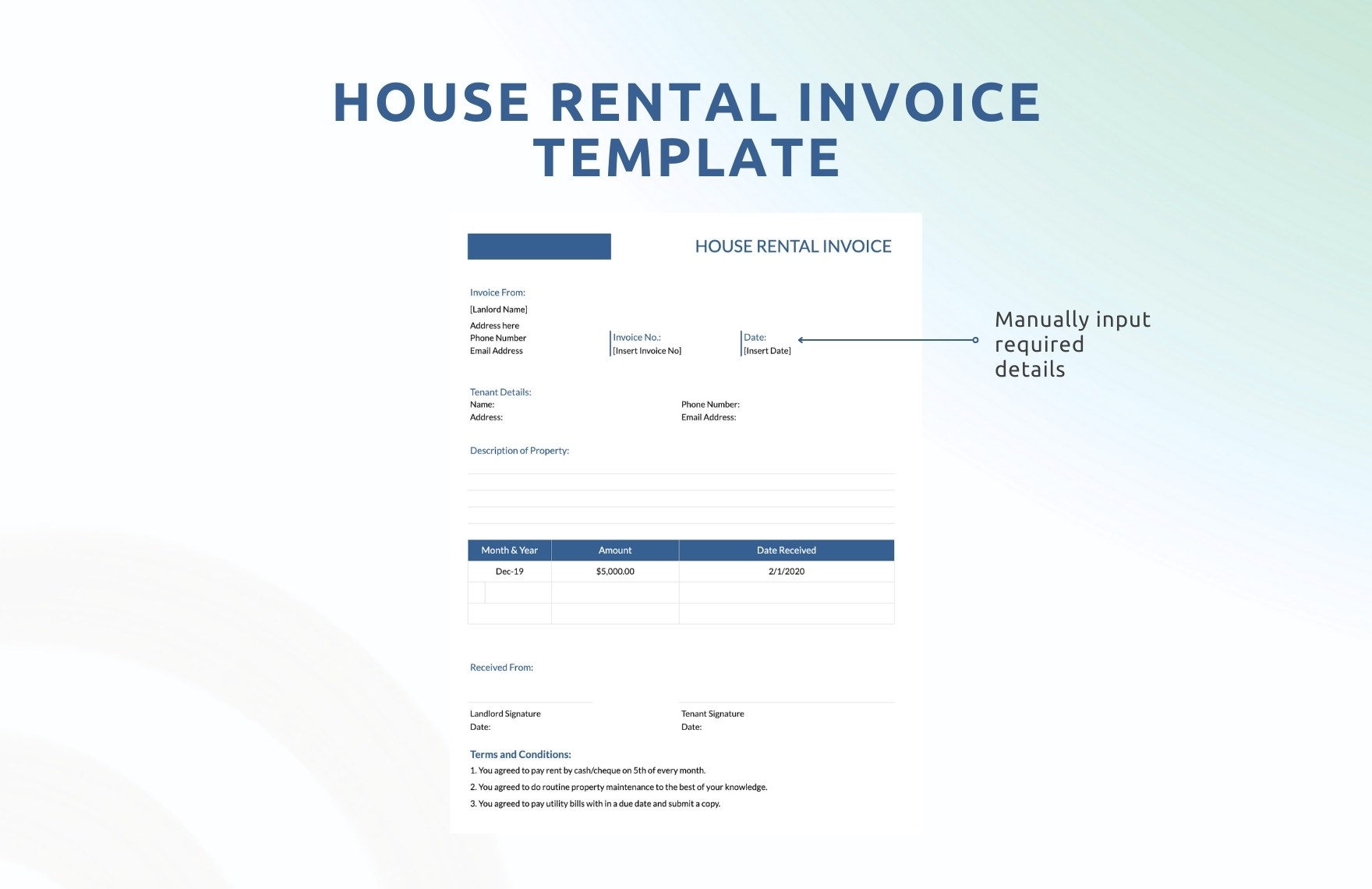 House Rental Invoice Template