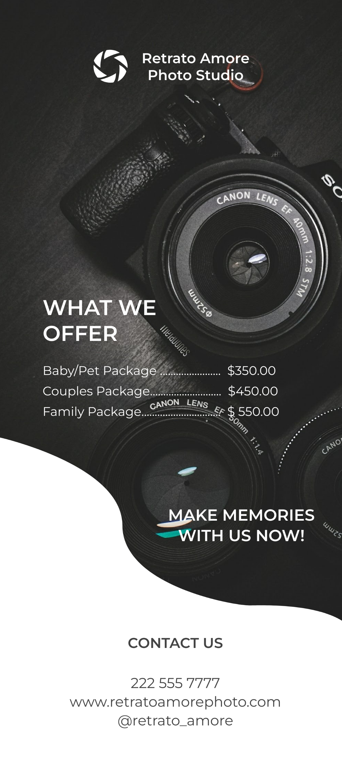 Photography Pricing Guide Rack Card Template