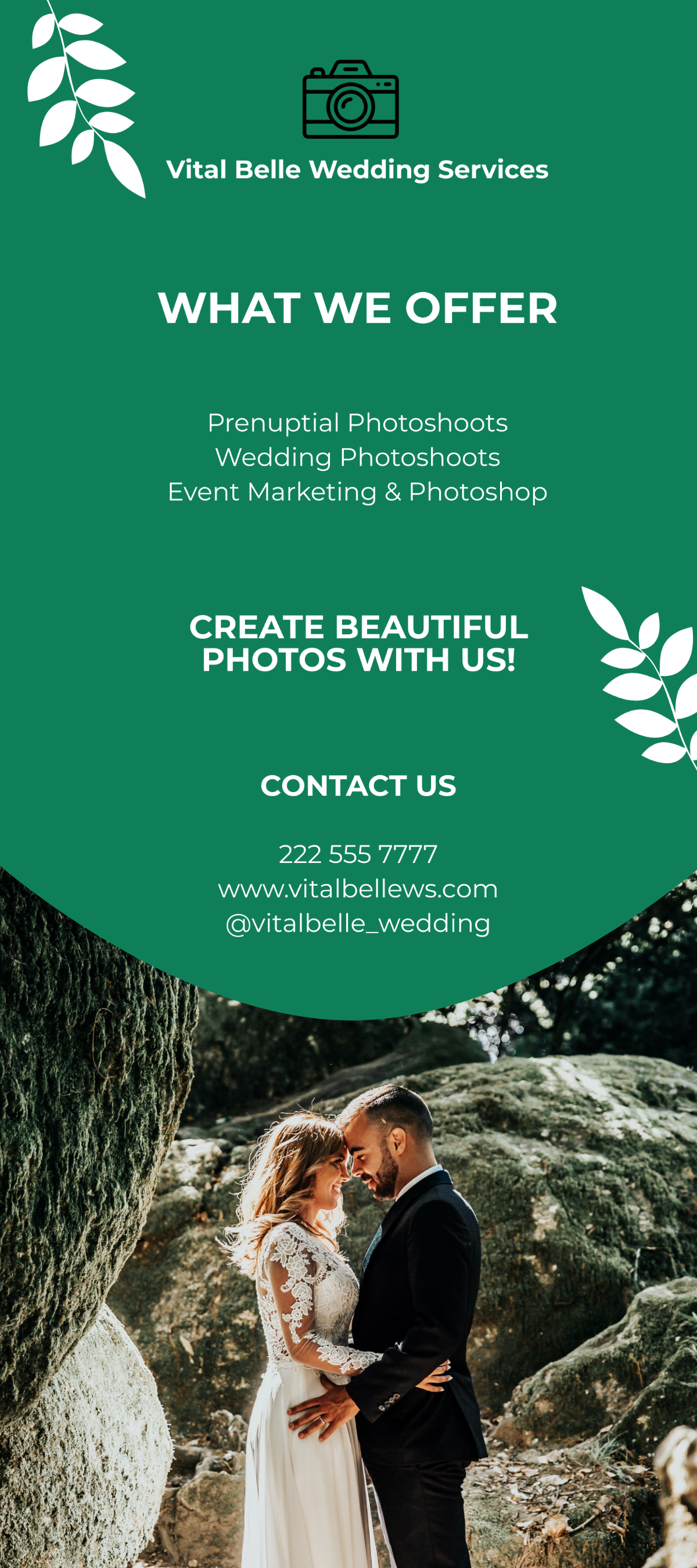 Simple Wedding Photography Rack Card