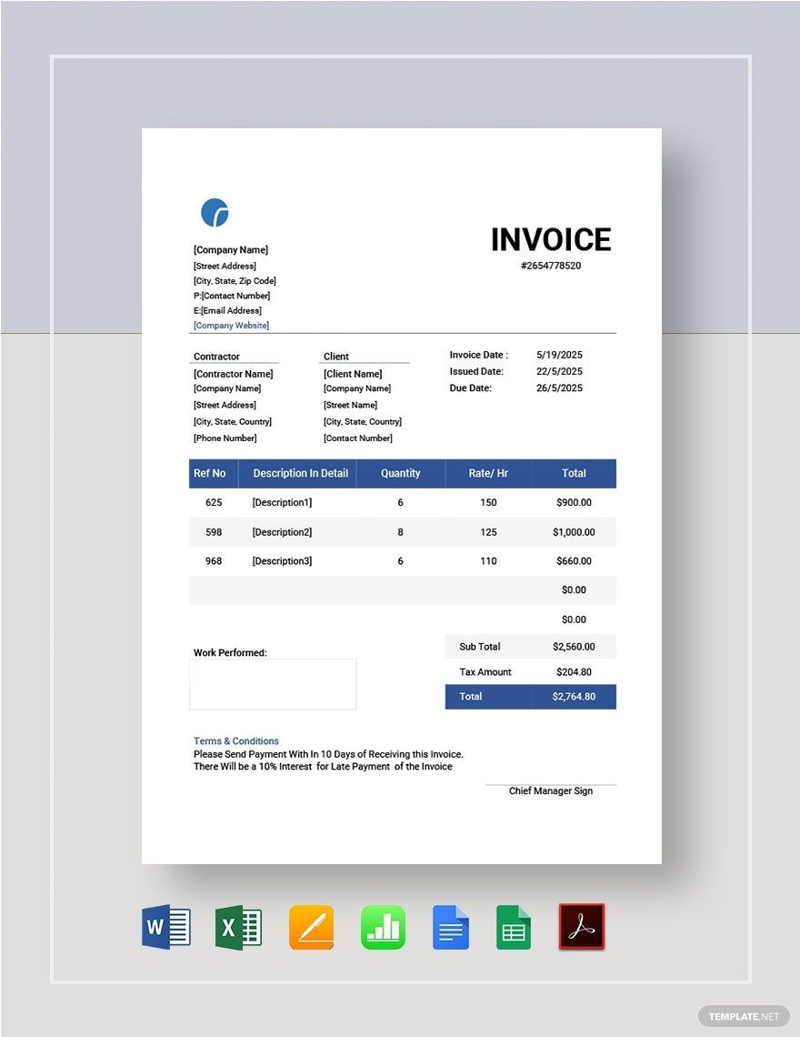 Independent Contractor Invoice Template Download in Word, Google Docs