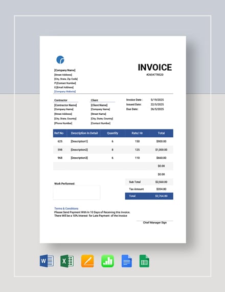 independent contractor invoice