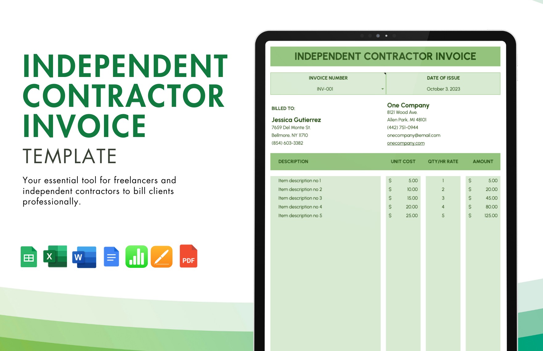 Independent Contractor Invoice Template