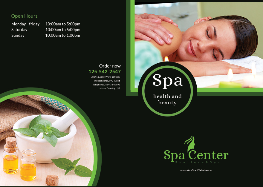 Spa Center Bifold Brochure Template