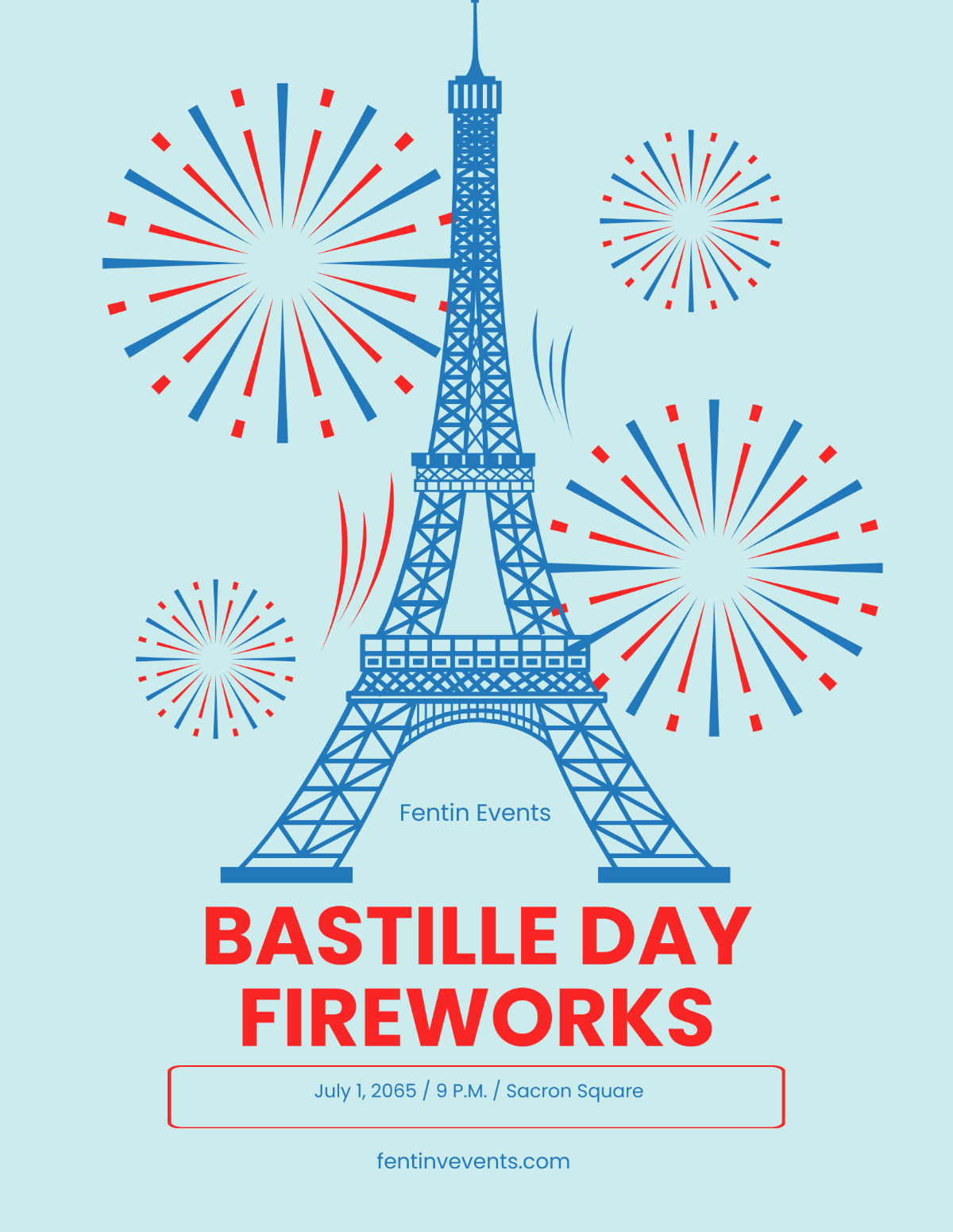 Bastille Day Fireworks Flyer Template - Edit Online & Download