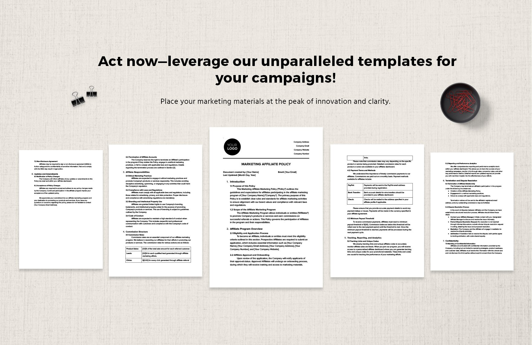 Marketing Affiliate Policy Template