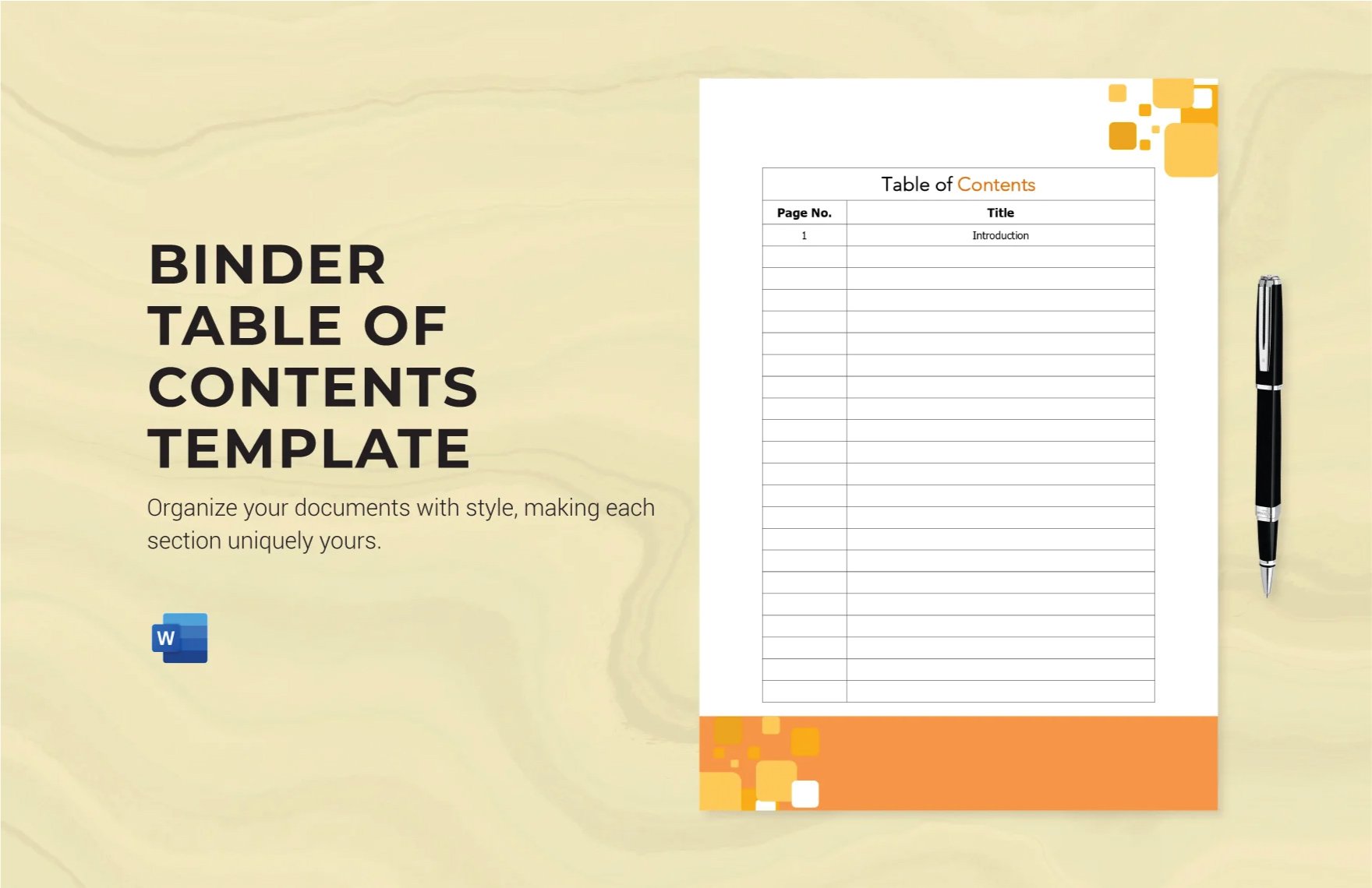 Free Binder Table of Contents Template in Word