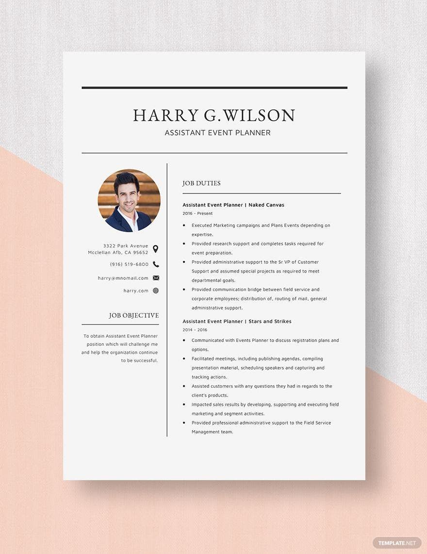 Assistant Event Planner Resume