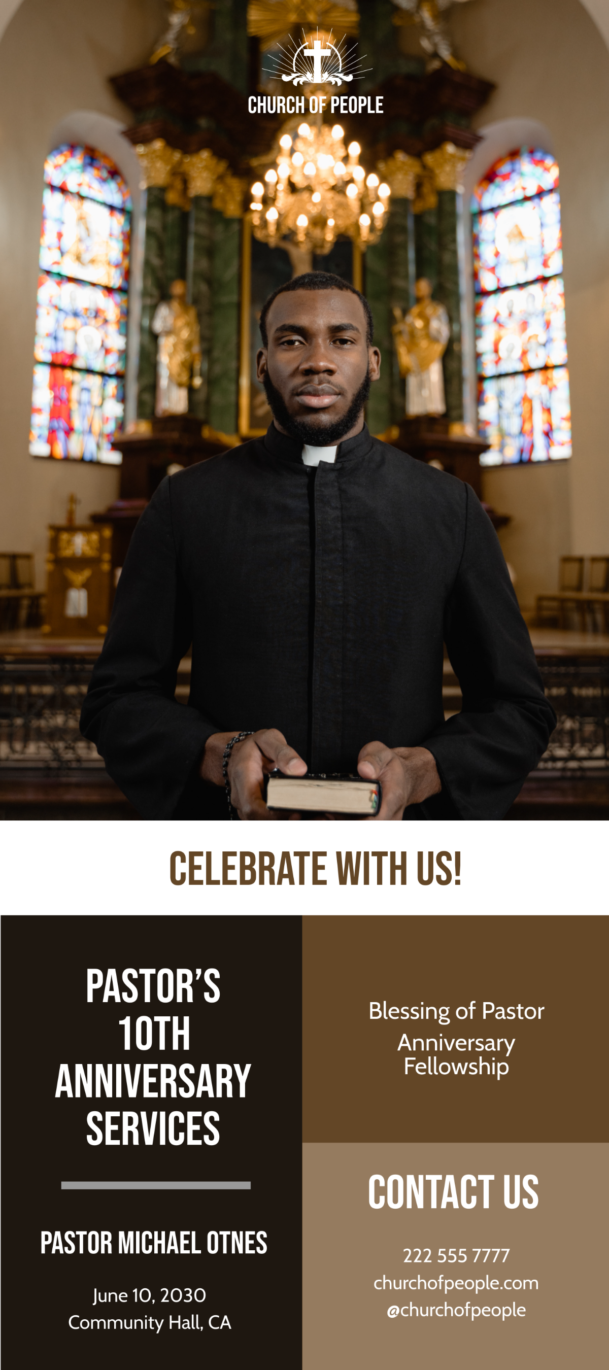 Pastor Anniversary Harvest Rack Card Template