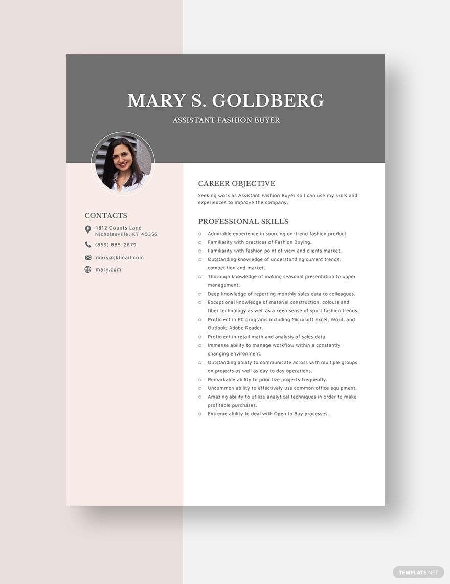 Assistant Fashion Buyer Resume