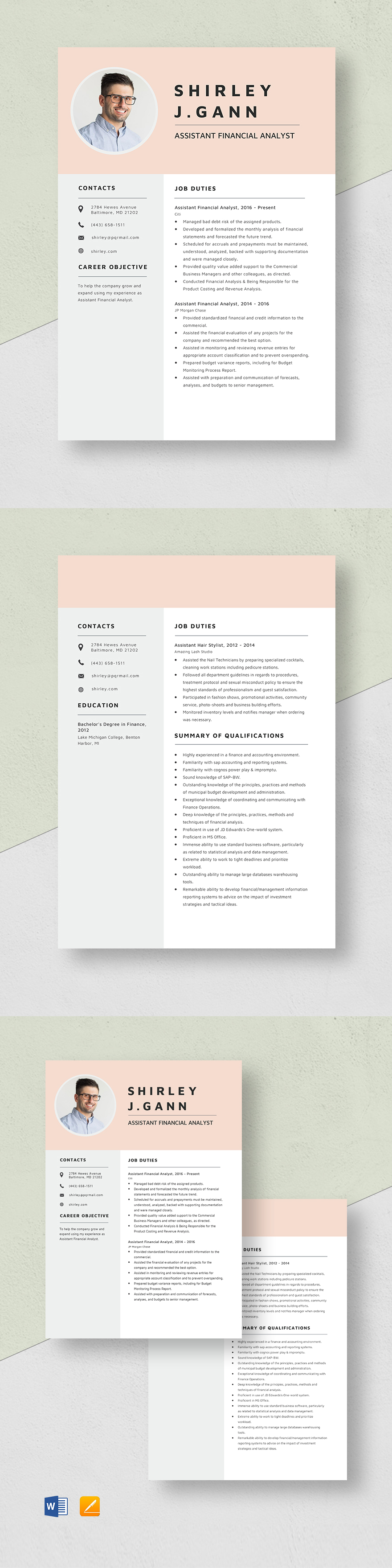 Basic Analyst Resume Template - Word, Apple Pages, PSD | Template.net