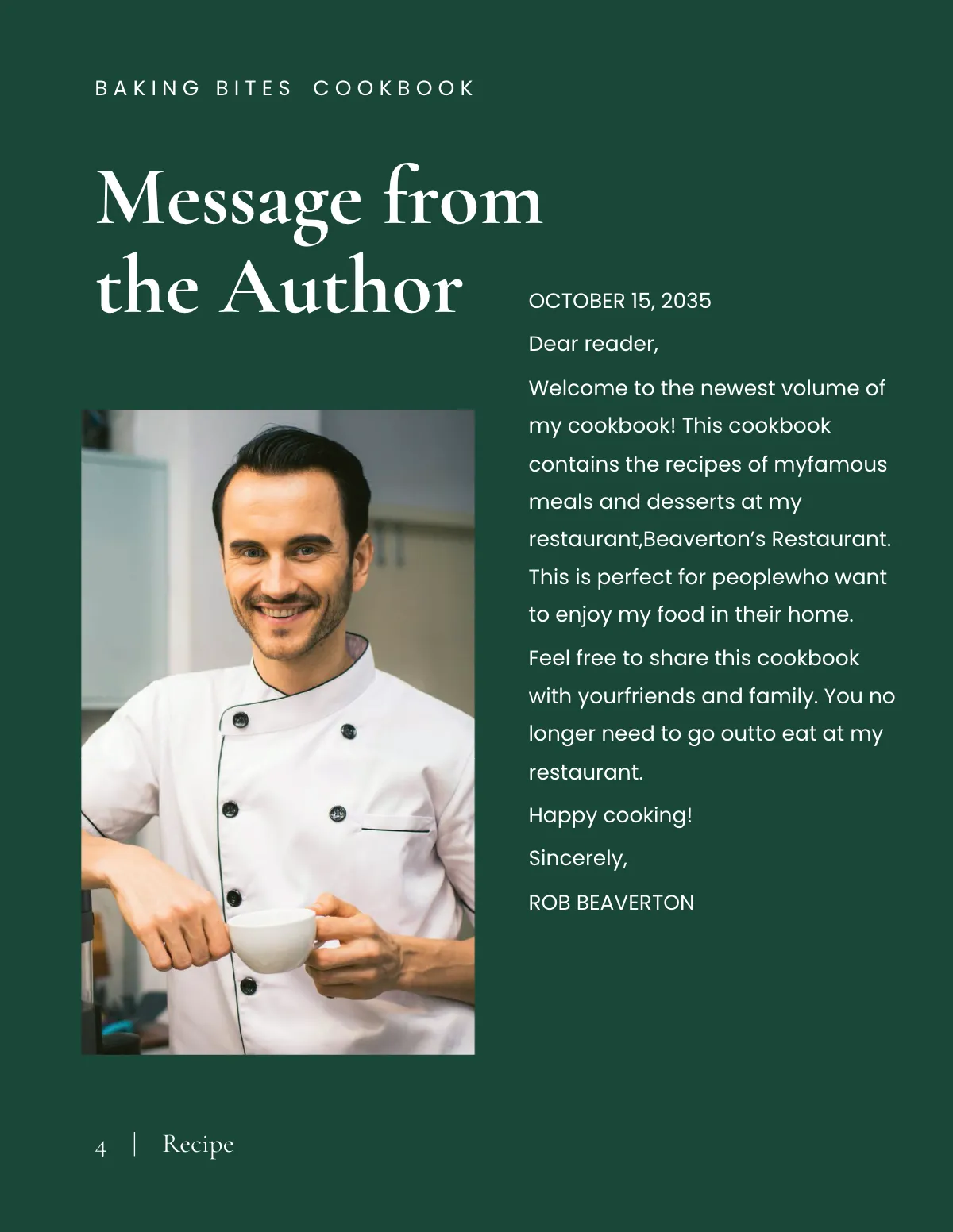 Free Restaurant Food Cookbook Template to Edit Online