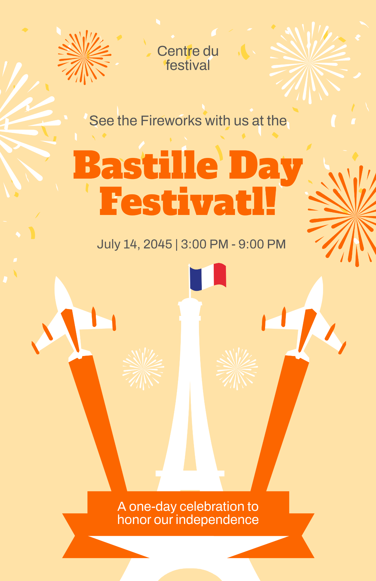 Free Bastille Day Festival Poster Template