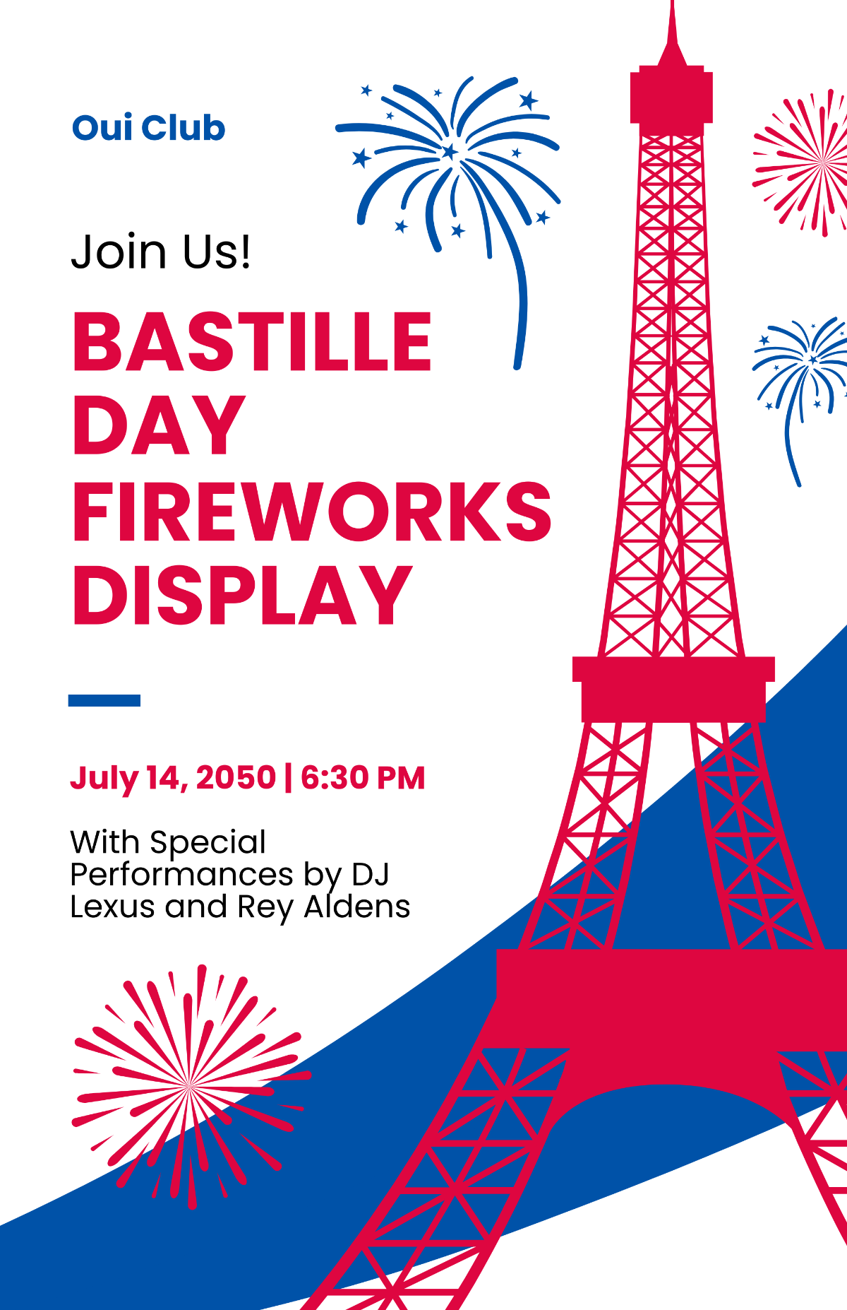 Free Bastille Day Fireworks Poster Template