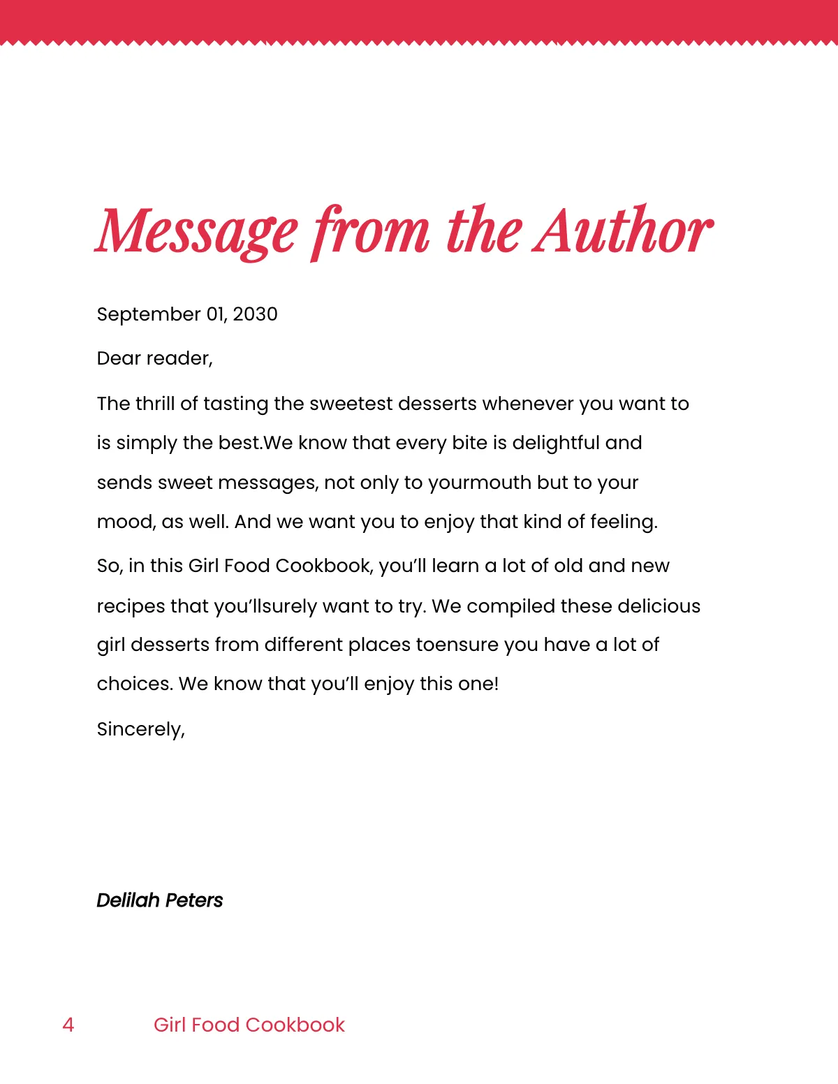 Free Girl Food Cookbook Template to Edit Online