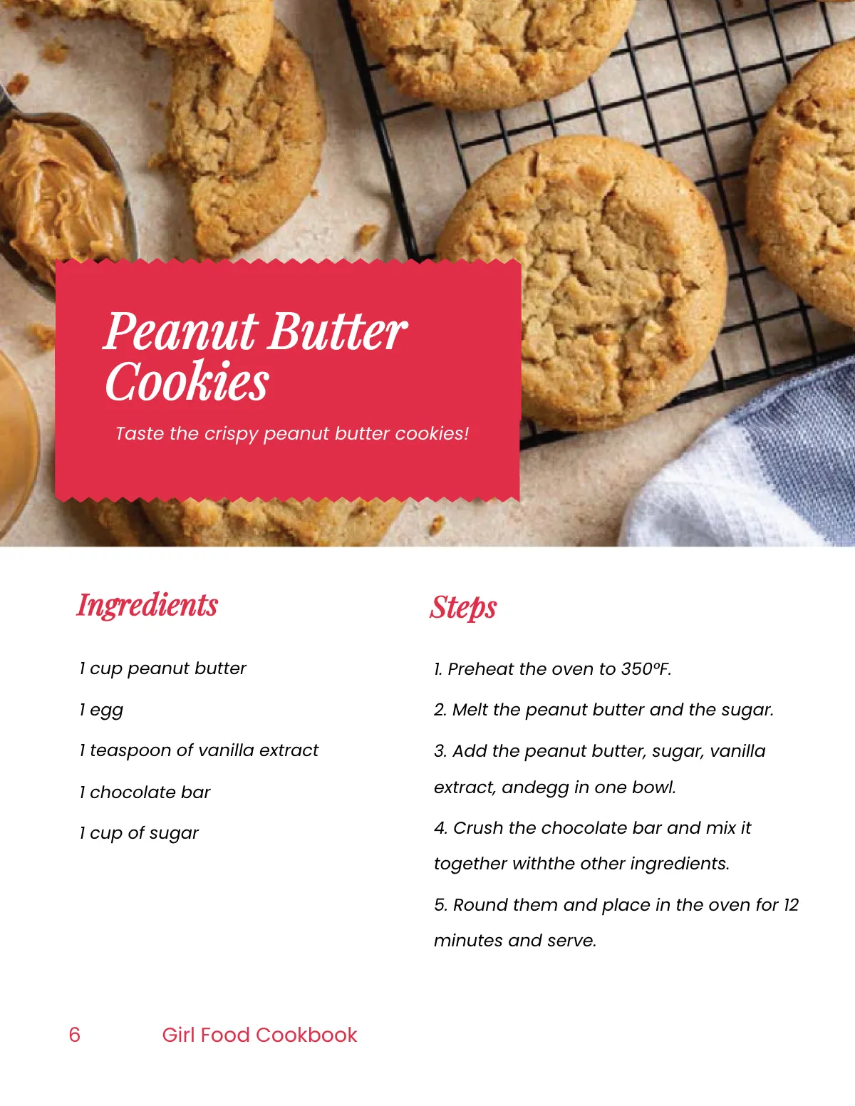 Free Girl Food Cookbook Template to Edit Online