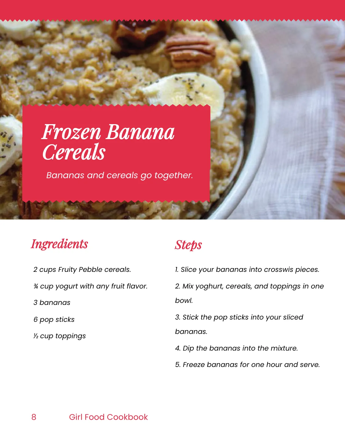 Free Girl Food Cookbook Template to Edit Online