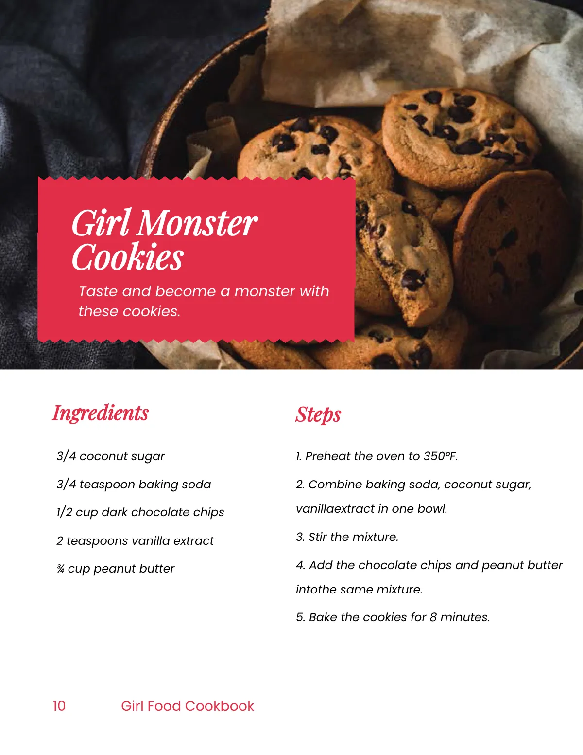 Free Girl Food Cookbook Template to Edit Online