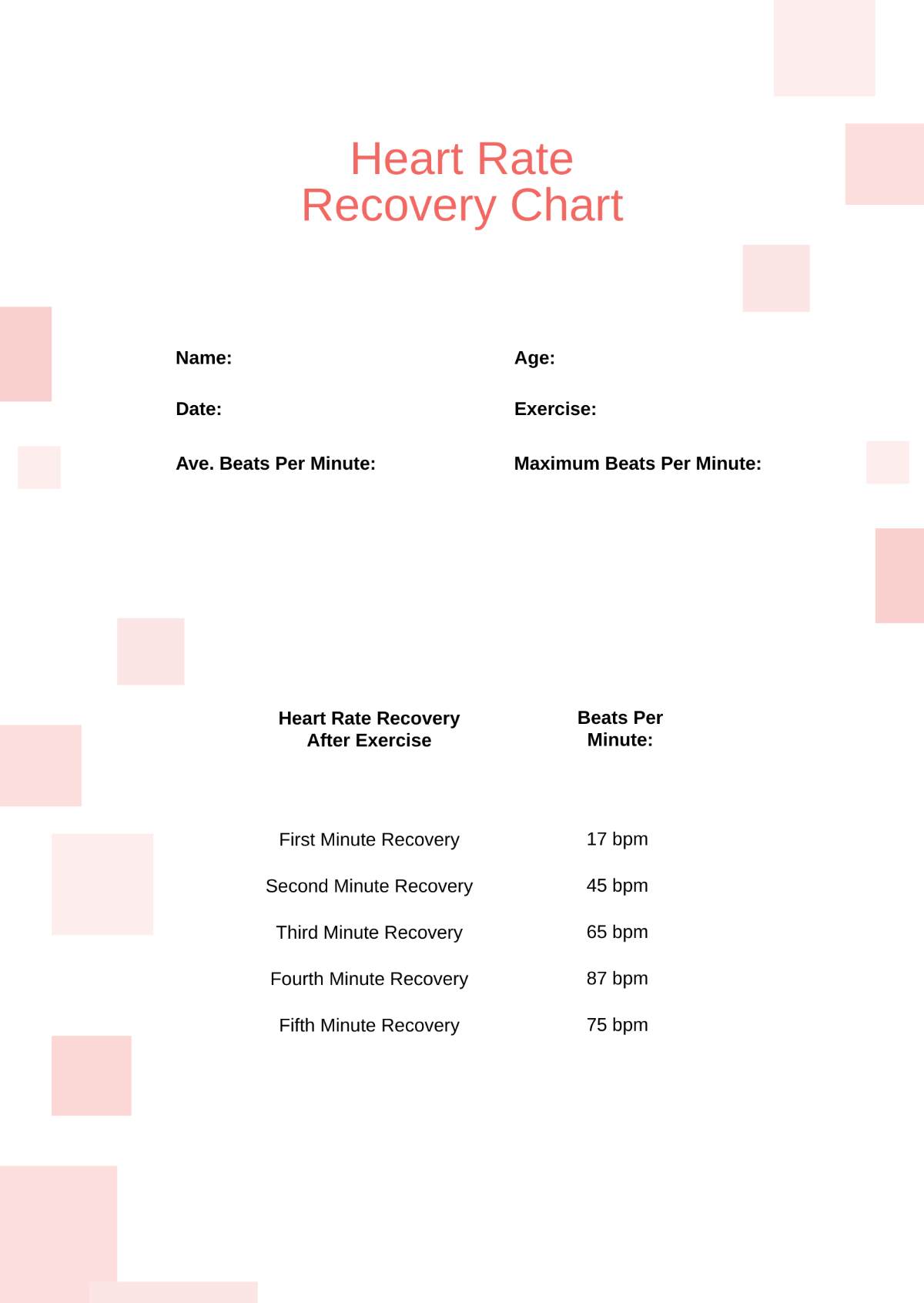 Heart Rate Recovery Chart Template