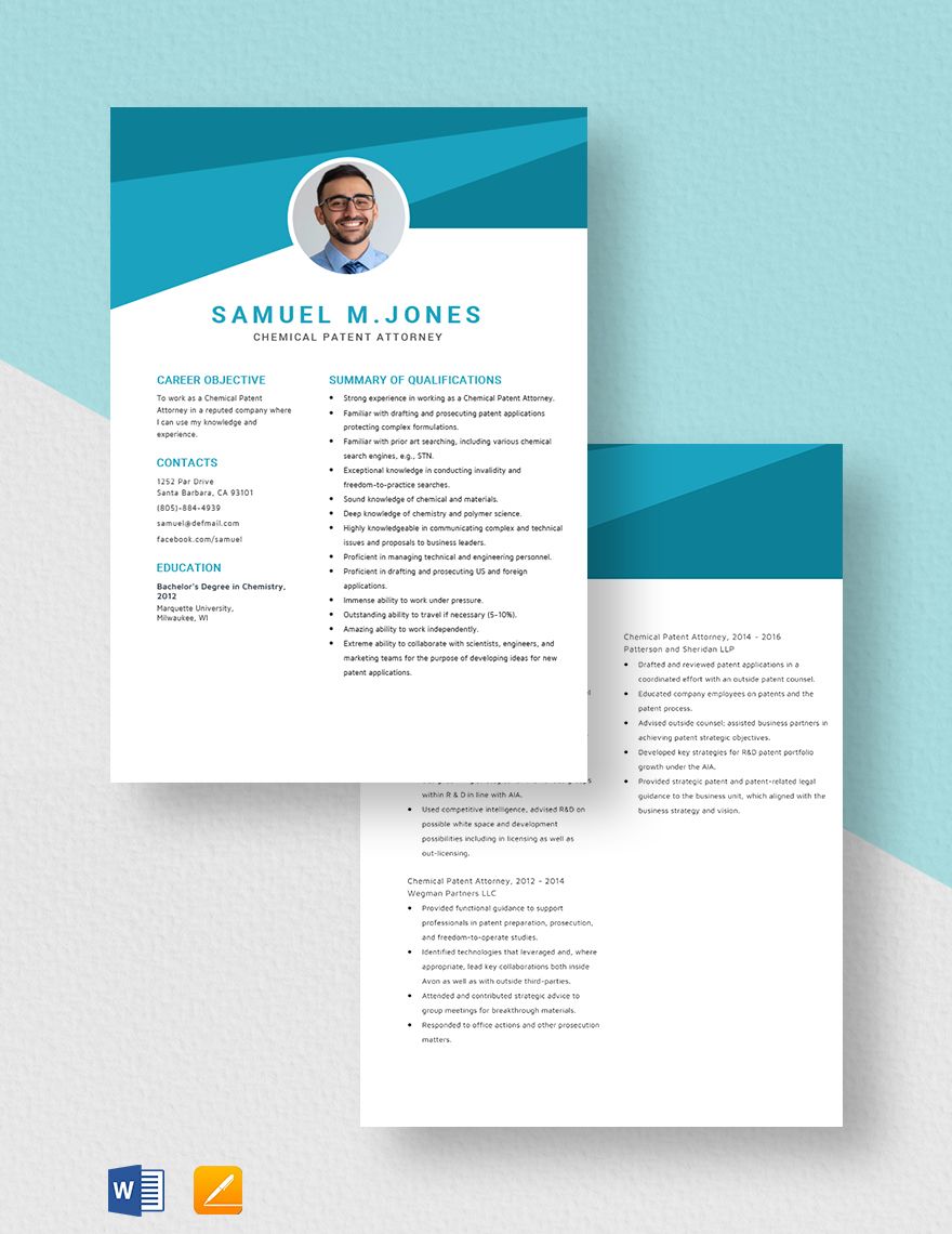 Chemical Patent Attorney Resume