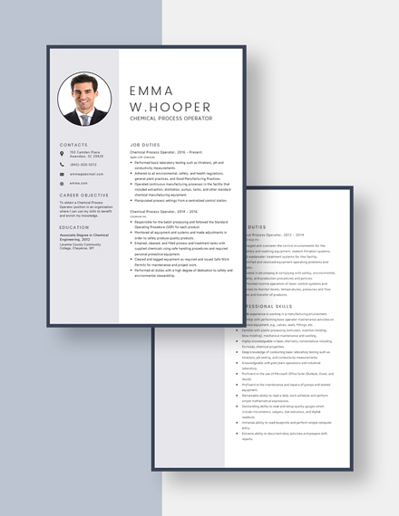 Chemical Process Operator Resume Download