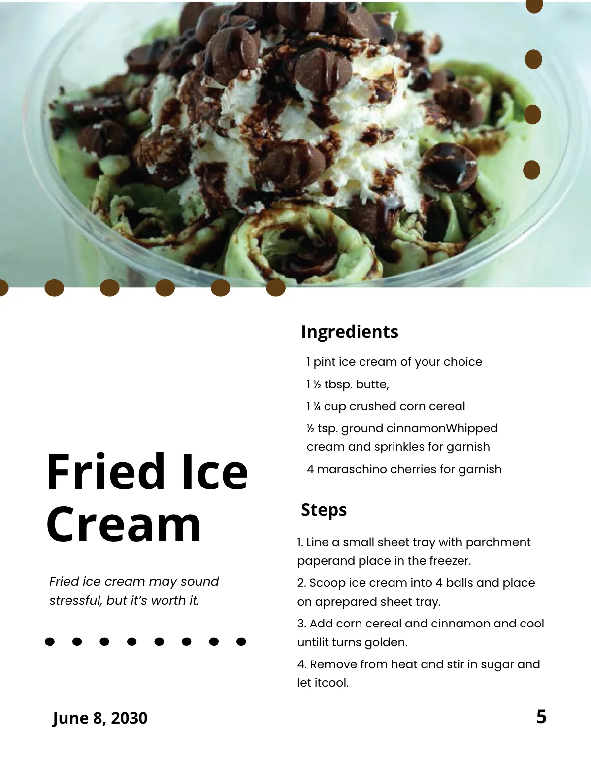 Free Desserts Cookbook Template to Edit Online