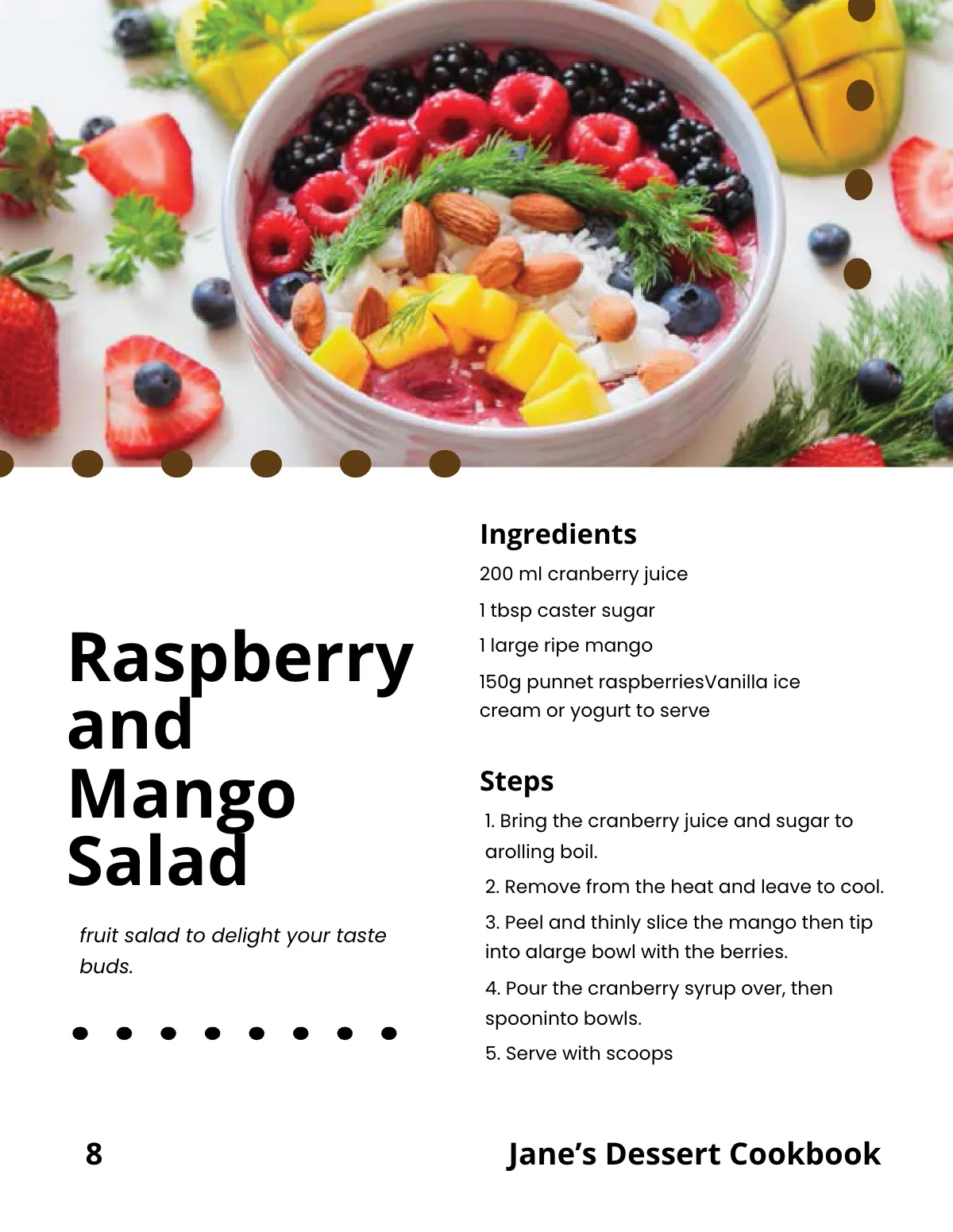 Free Desserts Cookbook Template to Edit Online