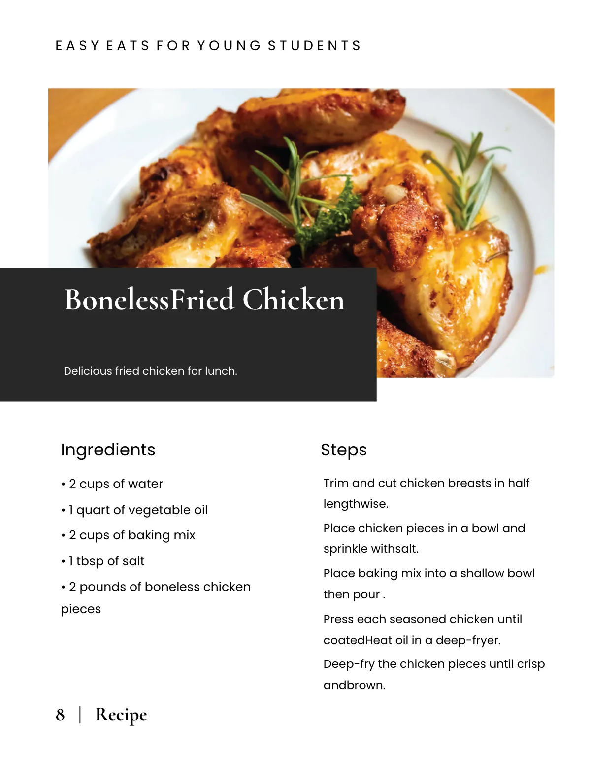 Free High School Cookbook Template to Edit Online