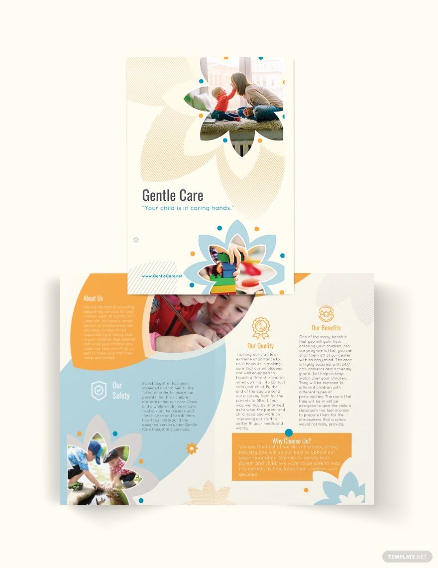 Simple Babysitting Bi-Fold Brochure Template