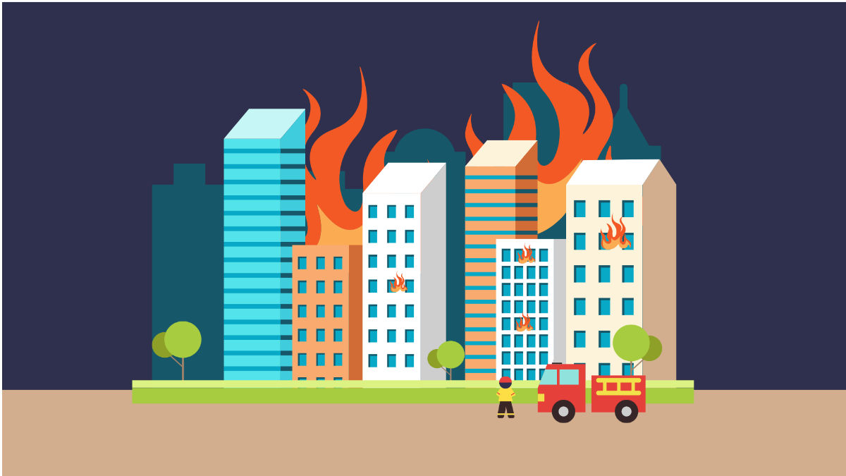 City On Fire Background Template