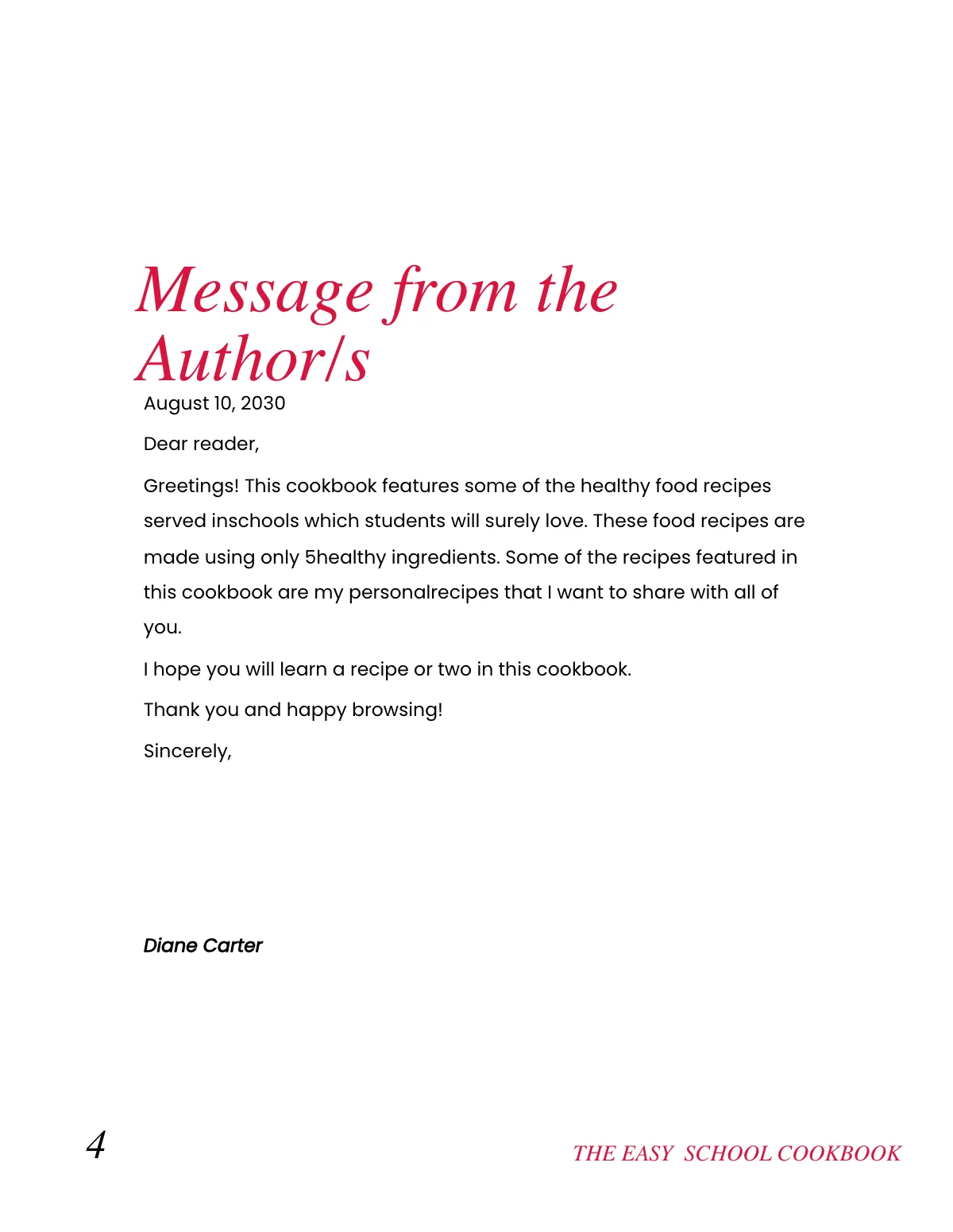 Free Sample School Cookbook Template to Edit Online