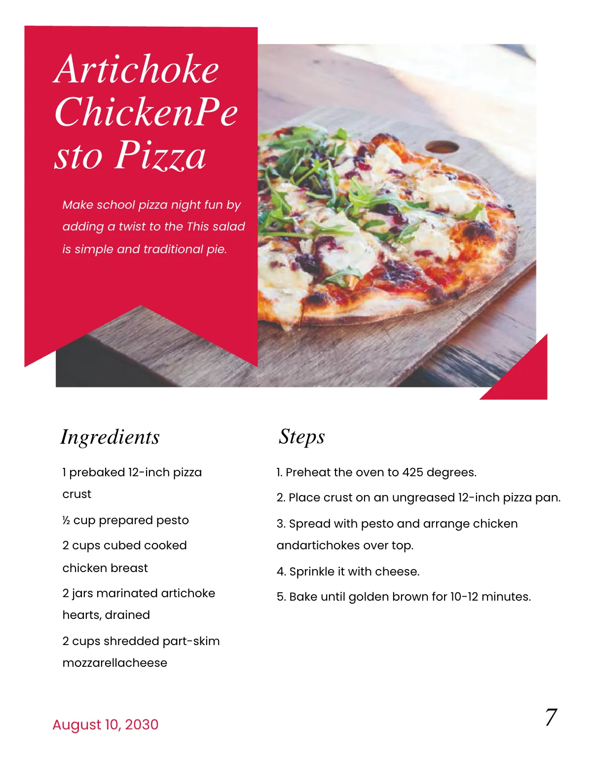 Free Sample School Cookbook Template to Edit Online